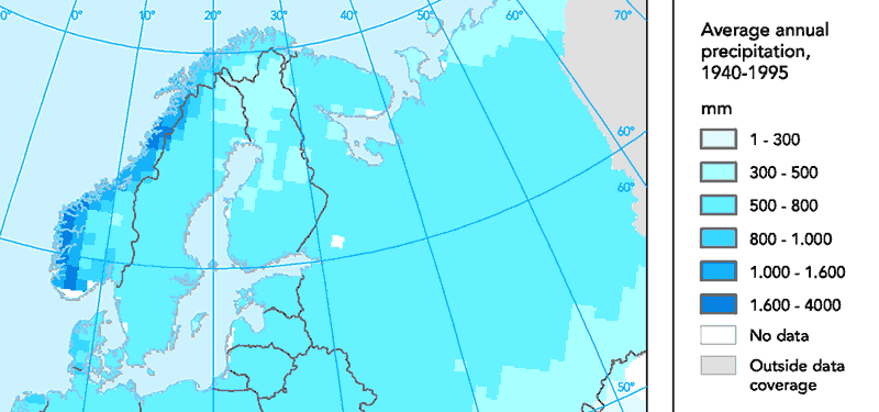 scandinavia precipitation map