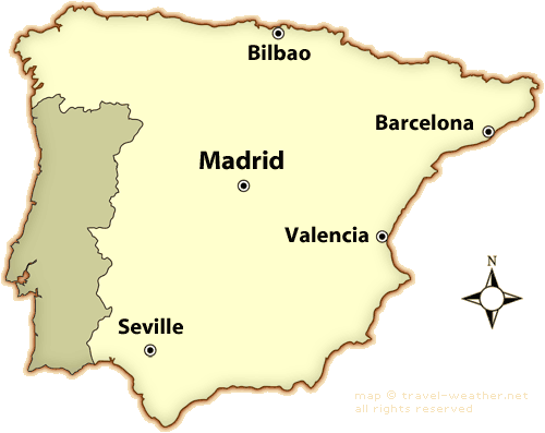 map of france and spain with cities. Spain Weather Map